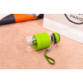 heat resistant water bottle with silicone sleeve